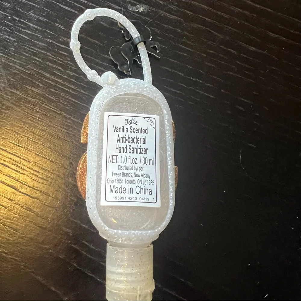 Unicorn Accent Glitter 'S’ Justice vanilla scented mini Hand Sanitizer